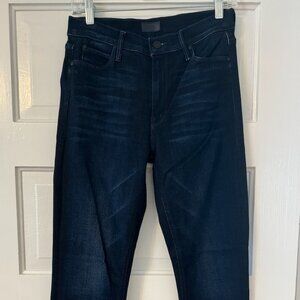 MOTHER The Dazzler Ankle Mid-Rise Straight-Leg Jeans, size 28, dark blue wash